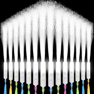 SHQDD 48 PCS White Fiber Optic Wands, Neon Party Supplies, LED Fiber Wands, Wedding Party Supplies, Glow Fiber Wands Sticks, Flashing LED Wands, Fiber Optic Light Wand Sticks for Glow Party Favors