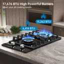 Amzgachfktch Gas Cooktop 2 Burner Propane Cooktop, 12 Inch Gas Stove Top with Thermocouple Protection, LPG/NG Dual Fuel Built-in Tempered Glass Stove for Apartment, Indoor, RV