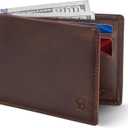 SERMAN BRANDS Mens Slim Bifold Wallet RFID Blocking Minimalist Front Pocket Wallets for Men - Thin & Stylish (B. Texas Brown Elite)