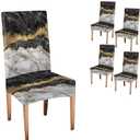 CAPSCEOLL Black Gold Grey Chair Covers Dining Chair Slipcovers Set of 4 Stretch Parsons Chair Slipcovers Universal Removable Washable Parson Chair Covers for Dining Room Living Room Kitchen (Abstract 1)
