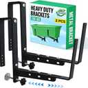 Halatool Window Box Brackets, 2 Pack Adjustable Flower Planter Box Brackets, Heavy Duty No Drill Window Box Brackets with 75 lb Capacity for Outdoor Railings, Balcony, Porch, Fence, and Garden