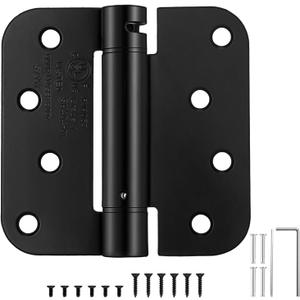 2 Pack | Self Closing Door Hinges 4.04.0, HBL' Automatic Door Closer Hinges with 5/8" Radius Corners, Adjustable Spring Door Hinge for Home, Garage & Basement Doors. (Black)