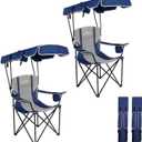FAIR WIND 2 Pack Portable Canopy Camping Chair 380 LBS Capacity Heavy Duty Oversized Folding Lawn Chair with Sunshade for Beach, Fishing, Sports & Outdoors