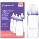 Lansinoh AntiColic Baby Bottles, BPAFree Plastic, 11 Ounces, 4 Count, Fast Flow Nipples (Size F), Breastfeeding Bottle with NaturalWave Design