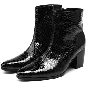 Santimon Mens Boots Casual Patent Leather Chelsea Dress Boots Zipper on Side Mid Calf Boots for Men
8