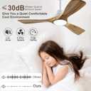 QUTWOB 42" Wood Ceiling Fan with Lights Remote Control,Quiet DC Motor 3 Blade Ceiling Fans for Patio Living Room, Bedroom, Office,Indoor Outdoor(Raw wood+White)