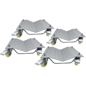 4 Pack Heavy Duty Wheel Dolly Car Tire Stakes Set for Tow or Vehicle Storage Furniture Movers 10,000 lbs Capacity Black (Silver, 4 Dollies)