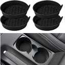 4PCS Car Cup Holder Coasters, Silicone Non-Slip Recessed Automotive Cup Mats, Vehicle Interior Insulation Drink Insert Pads Decor Accessories, Universal for SUV Truck Van (Black)