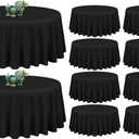 10 Pack Black Round Tablecloth 90 Inch Washable Polyester Tablecloths for Round Tables Stain Resistant and Wrinkle Table Cloth Decorative Fabric Table Cover for Dining Wedding Party Banquet Buffet
