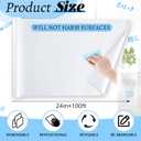 24in x 100ft Static Cling White Board Dry Erase Wallpaper Sticker, Removable Reusable Whiteboard Paper for Wall, No Adhesive No Residue, Stain-Proof White Board Dry Erase Roll for Office, Classroom