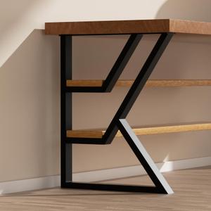 Upgraded 3 Tier Table Legs 30 inch x 24 inch, K-Shaped Desk Legs, Heavy Duty Metal Legs for Table, Black Furniture Leg for Dining Table Office Computer Desk (Set of 2)