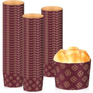 Gueevin 100 Pcs Panettone Paper Pan Mold 2.8 x 2.4 Inches Corrugated Panettone Paper Mold Disposable Cupcake Pan Round Baking Cups Wrappers for Baking Bread Muffin Cupcake Kitchen