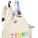NZNDB Tennis Bags for Women Girl, Tennis Sling Crossbody Backpack, Water Resistant Tennis Bag for Pickleball, Tennis, Racketball (White)