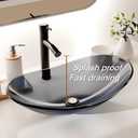 YIMAI Ingenuity Vessel Sink Bathroom Sinks Tempered Glass Art Basin 20.8"x13.7" Oval Bowl Above Counter with Faucet and Pop-Up Drain Combo, Oval Clear Grey(20202E)