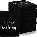 11 Pcs Microfiber Black Makeup Washcloths for Face 13 x 13 Inches Makeup Remover Towels Reusable Absorbent Removers Face Wash Cloth with Embroidery for Women