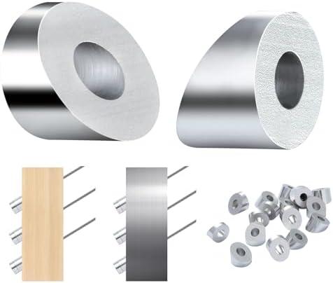 VEVOR 20Pack Cable Railing Kit 1/8" Wheel Protector Sleeves, Bundle with Black Invisible Swage Tensioner and Terminal, Cable Railing Safeguard Covers for 1/8" 3/16" Wire Rope Multi-Angle Install