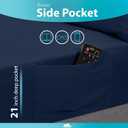 DREAMCARE King Fitted Sheet Only - Extra Deep Pocket Fitted Sheet - Fits up to 21 inch Mattress - Deep Pocket King Sheets - Hotel Luxury - Shrinkage & Fade Resistant - 1 Fitted Sheet Only (Navy Blue)