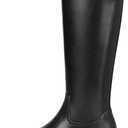 TEAIEUI Womens Low Block Heel Platform Stretch Knee High Boots, Side Zipper | Comfortable Tall Boots, Stretch Calf, Round Toe, 1.81 inch Heel, Faux Leather, for Fall, Winter, Going out, Dress, Festival 6