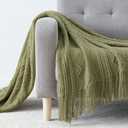 BOURINA Dark Olive Throw Blanket 50x60 Inches Throw Textured Solid Soft Sofa Couch Decorative Knit Blanket