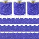 3 Rolls 98.4 Ft Glitter Bulletin Board Borders Set - Royal Blue Bulletin Board Decorations for Classroom, OfficeSchool Supplies & Home DIY - Perfect for Teachers, Posters & Birthday Party Decor