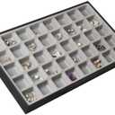 JackCubeDesign 40 Compartments Stackable Synthetic Leather Jewelry Tray Earring Necklace Bracelet Ring Organizer Display Storage Box(Set of 1, Black, 16 x 9.6 x 1.6 inches)- MK212-1A