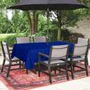 SARAFLORA Outdoor and Indoor Tablecloth -60x102 inch Blue, Wrinkle Free Washable Waterproof Table Cloth with Umbrella Hole and Zipper Rectangle Table Cover for Spring/Summer/Patio/Picnic/BBQS/Party