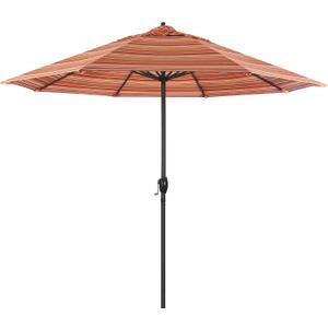 California Umbrella 12-Year Protection 9-Ft Outdoor Patio Umbrella, Sunbrella Fade-Resistant Acrylic Fabric, Auto Tilt and Crank, Heavy-Duty Aluminum Frame/Reinforced Ribs, Bronze Pole, Dolve Mango