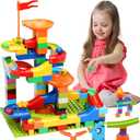 COUOMOXA Marble Run Building for Kids: STEM Building Blocks Set Compatible with Classic Bricks - Educational Toys for Kids Ages 3 4 5 6 7 8+ Home Classroom for Boys Girls
