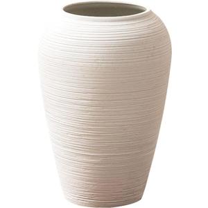 TISTIK White Ceramic Vase for Dried Flowers Vintage Textured Decorative Flower Vase for Living Room Home Decor Bookshelf Mantle Fireplace Centerpieces