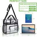 MAY TREE Clear Bag for Stadium Events, 125.512 Clear Tote Lunch Bag with Non-detachable Reinforced Straps for Work, Sporting Events and Gym, Black