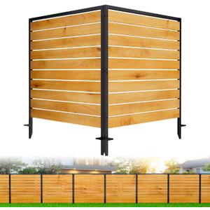 2 Panels No Dig Wooden Privacy Fence Screen, 42" H X 40" W Outdoor Air Conditioner Fences, Hide Trash Bins Or Ac Units, Decorative Garden, Patio, Backyard Fence -Temporary Fencing