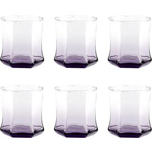 CREATIVELAND Solid Color Drinking Glasses Set of 6, 9.15 OZ Wind-blown Ripples Glass Tumbler Glassware for Water, Juice, Different Options for Home, Restaurant, Hotel, Bar,Purple