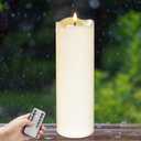 AFINETH 4" x12" Outdoor Waterproof Candles with Timer, Large Pillar Candles Battery Operated, Plastic Tall Flameless Candles for Garden Patio Porch Home Party, Ivory 1Pack