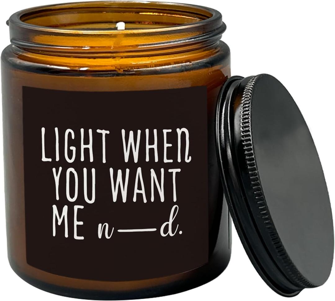 HIWX Light When You Want Me Candle, Anniversary Birthday Couple Gifts for Women Men Him, Funny Couples Valentines Soy Candles for Home Scented, Lavender,Vetiver,Sandalwood Scented Candle 8oz Jar, 3 inches x 3.8 inches