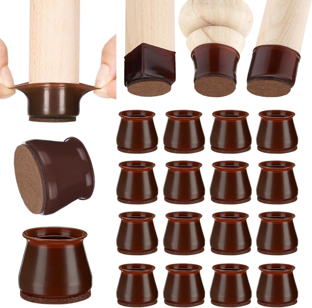 Aneaseit Chair Leg Floor Protectors - 16 pcs Dark Walnut - Felt Bottom Silicone Pads for Hardwood Floors & Furniture Feet - Rubber Caps for Chairs - Medium (Medium)