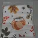 2 x Thanksgiving Waterproof Tablecloth  Fall Harvest Pumpkins, Maple Leaves & Berries Print  Autumn Rectangle Table Cover for Dining or Party, White, 60" Round