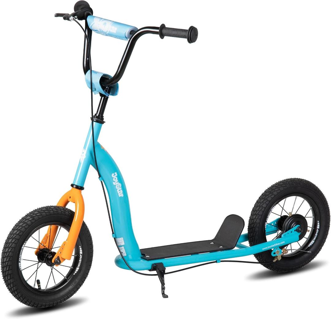 JOYSTAR Kick Scooter for Kids 5+ Teens & Youth, Lightweight Kids Scooter with Adjustable Handlebar, 2 Wheel Scooter for Boys & Girls, 12" Inflatable Wheels Rear Drum Brakes, Blue