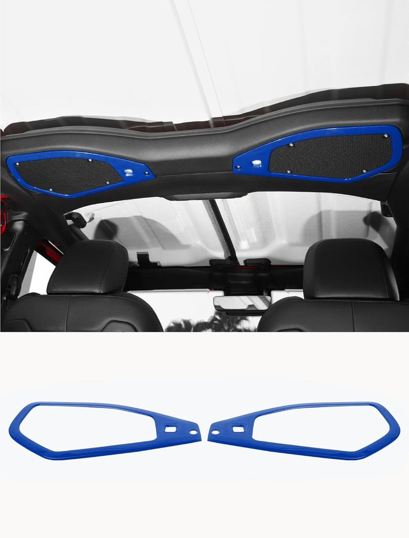 Savadicar Overhead Soundbar Speaker Trim Cover for 2024+ Jeep Wrangler (JL) & Gladiator (JT), Enhance Interior Aesthetics with Premium Styling Accent Accessories, Blue, 2 Pcs