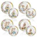 LOYIM 8 Pcs Easter Salad Plates Bunny Plates 8 Inch 10 Inch Easter Dishes Dinnerware Sets Ceramic-like Assorted Designs Spring Rabbit Plate for Dinner Salad Dessert Party Supplies(Cute)