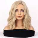 BERON Blonde Wigs for Women Short Curly Wavy Wig Girls Ash Blonde Color Body Heat Resistant Synthetic Hair Wig for Cosplay Party or Daily Use