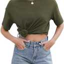 Womens Oversized T Shirts 2025 Summer Short Sleeve Shirts Spring Workout Tops Crew Neck Basic Tee Tops large