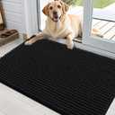 OLANLY Dog Door Mat for Muddy Paws 36x24, Ultra Absorbent Chenille Mud Doormat, Non-Slip Washable and Dirt Trapping Doormat for Indoor Entryway, Quick-Dry Indoor Pet Bed Mats for Dogs, Black