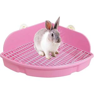 kathson Large Rabbit Litter Box Bunny Corner Toilet Box Potty Trainer Bigger Pet Pan Small Animal Cage Toilet Bedding Box Fanshaped for Adult Guinea Pigs Chinchilla Ferret Galesaur