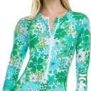 Hurley Long Sleeve Womens One Piece Swimsuits, Swimsuit for Women, Bathing Suit for Women, Swim Suit UPF 50+ SPF UV Protected (Large, Green Multi)