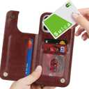 iCoverCase Compatible with iPhone 16 Pro Wallet Phone Case with Card Holder for Women Men, [RFID Blocking] Card Slots PU Leather Protective Wallet Case 6.3 Inch (Dark Brown)