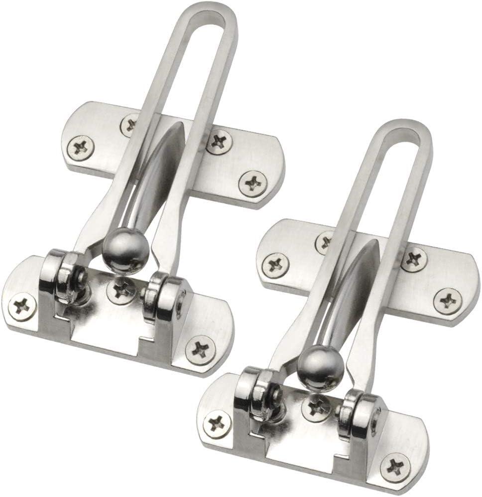 Topbuti Home Security Door Lock, 2 Pack Latch Guard Clasp Front Door Locks for Kids, Home Reinforcement Lock for Swing-in Doors, Hotel Door Latches, Thicken Solid Aluminium Alloy, Satin Nickel