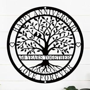 12'' 50th Anniversary Wedding Gifts for Couple, Parents, Friends, Happy 50th Anniversary Wedding Gifts, Golden Anniversary Decorations
