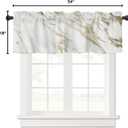 Savannan Marble Curtains Valances, Marble Texture White Gold Abstract Art Rod Pocket Cafe Valance Short Window Curtains for Kitchen, Bedroom, Living Room, 1 Panel, 54"X18"