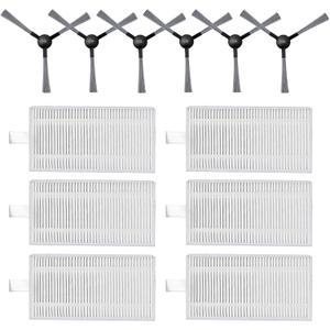 Replacement Filters and Side Brushes for bObsweep Dustin, Orb-i, Ultra-Vision, RC400 6 Pack Filters + 6 Pack Side Brushes, Robotic Vacuum Cleaner Parts & Accessories Kit