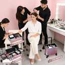 3 in 1 Rolling Makeup Train Case Cosmetology Case on Wheels Pink
Cosmetic Trolley Large Storage with Keys 360° Swivel Salon Barber Case Traveling Cart Trunk for Artist Hairstylists Nail Tech